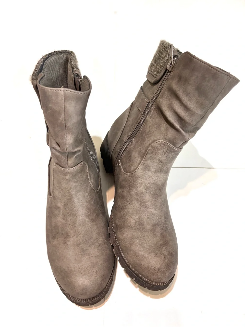 Maurices Gray Knit-Cuff Mid-Calf Boots with Buckle